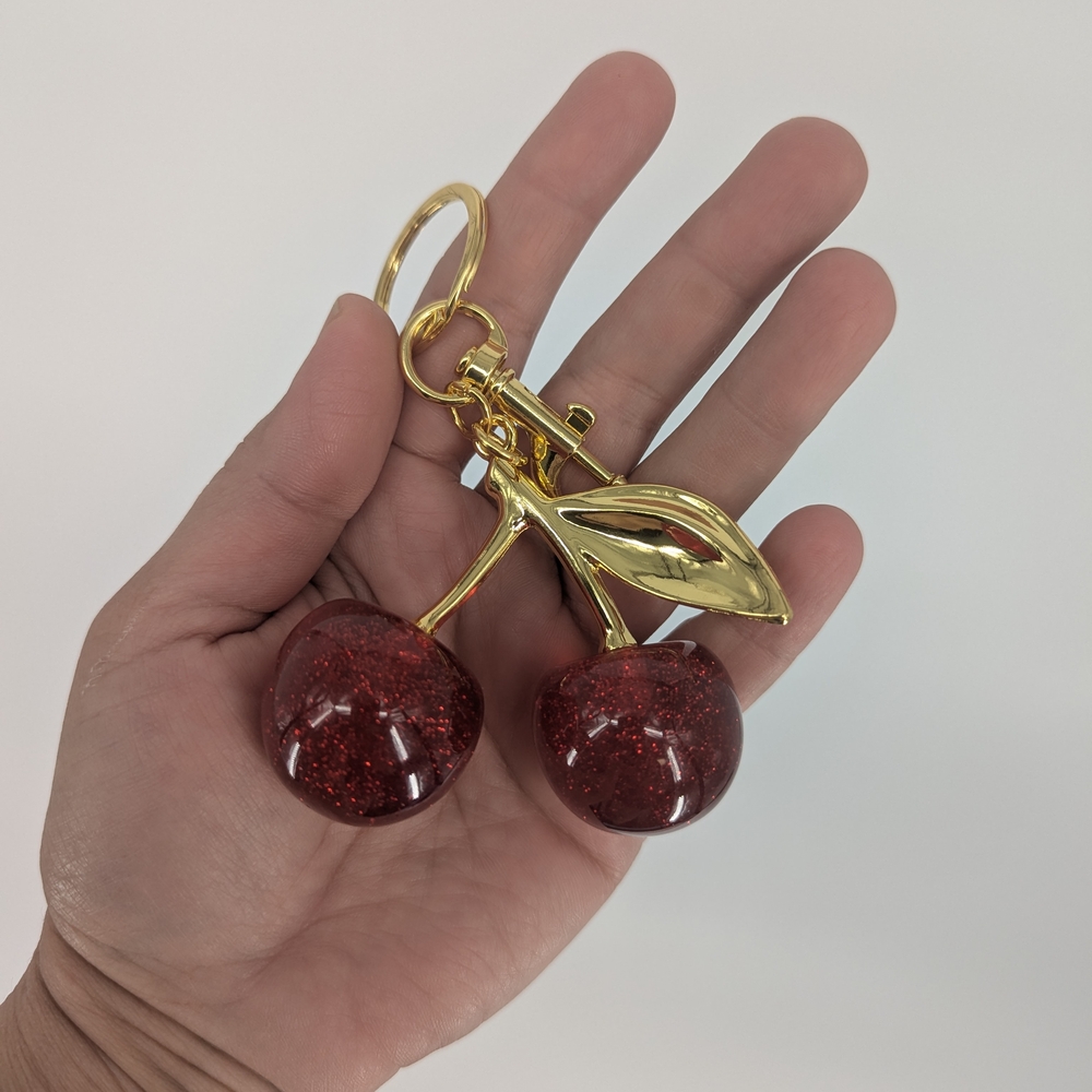 Cherry Key Holder with Gold Accents Handbag Charm - Picture 2 of 2